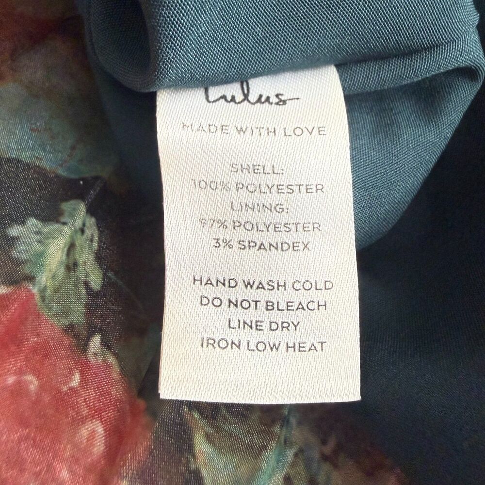 Lulu's Floral Pleated Midi Dress in Forest Green & Dusty Rose - Picture 7 of 8